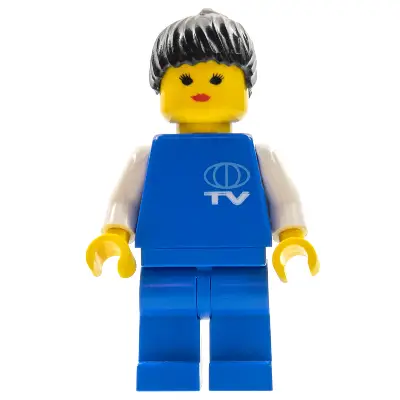  TV Logo Small Pattern, Blue Legs, Black Ponytail Hair