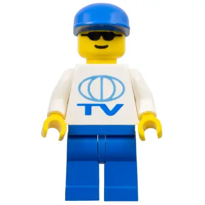  TV Logo Large Pattern, Blue Legs, Blue Cap, Sunglasses