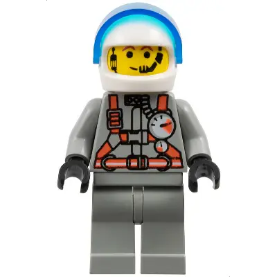  Fire - City Center 2, Light Gray Legs, White Helmet, Visor (Spy Runner Pilot)