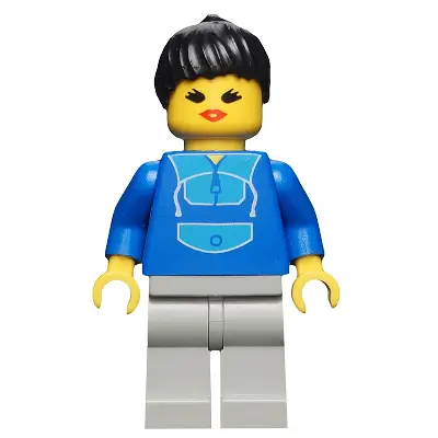  Jogging Suit, Light Gray Legs, Black Ponytail Hair, Open Mouth