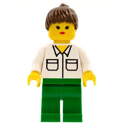  Shirt with 2 Pockets, Green Legs, Brown Ponytail Hair