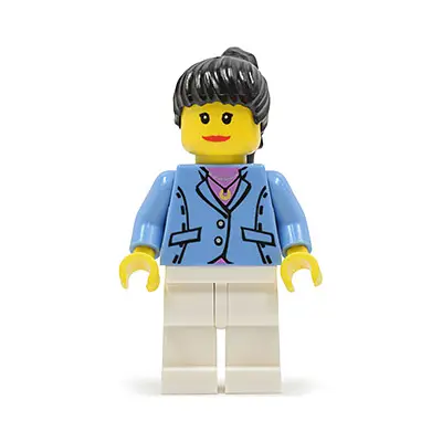  Medium Blue Jacket, White Legs, Black Ponytail Hair