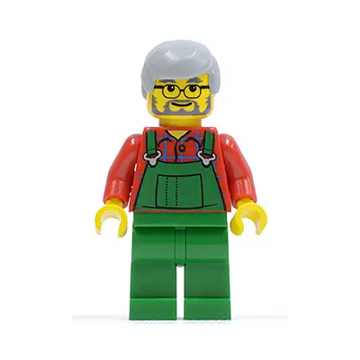  Overalls Farmer Green, Light Bluish Gray Hair, Glasses