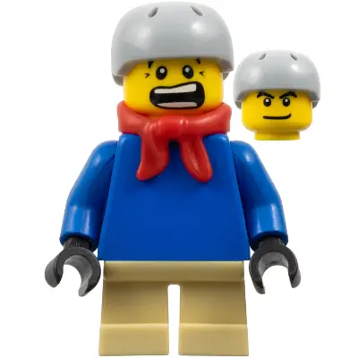  Plain Blue Torso with Blue Arms, Tan Short Legs, Light Bluish Gray Helmet, Bandana