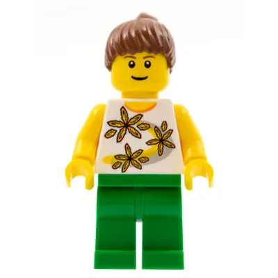  Yellow Flowers - Reddish Brown Ponytail Hair, Green Legs