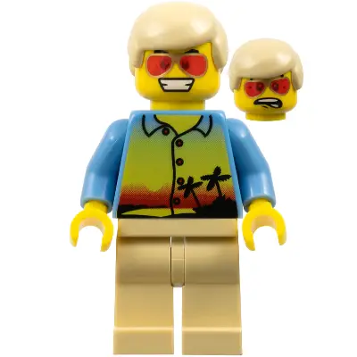  Sunset and Palm Trees - Tan Legs, Red Glasses, Tan Male Hair