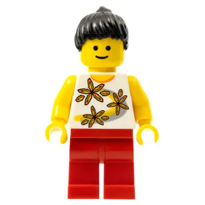  Yellow Flowers - Black Ponytail Hair, Red Legs