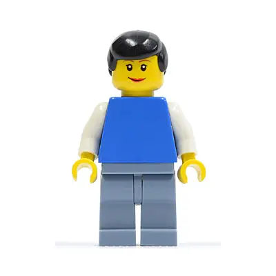  Plain Blue Torso with White Arms, Sand Blue Legs, Black Male Hair, Lipstick