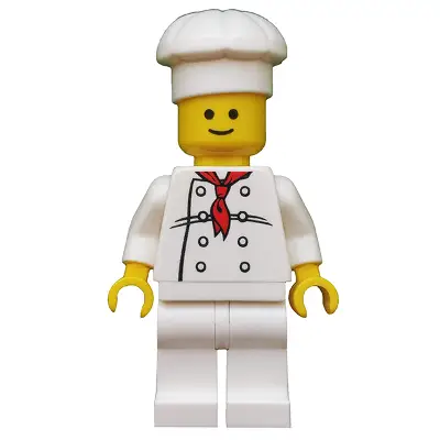  Chef - White Torso with 8 Buttons, Black Wrinkles, NO Back Print, White Legs, Standard Grin