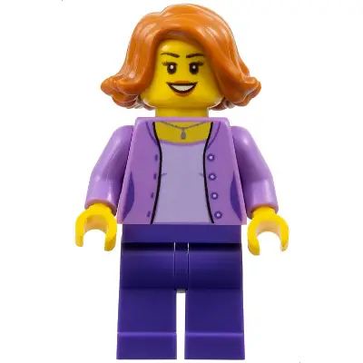  Mom - Medium Lavender Jacket over Lavender Shirt, Dark Purple Legs, Dark Orange Female Hair Short Swept Sideways