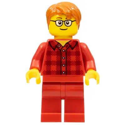  Ludo Red - Male, Red Plaid Flannel Shirt, Red Legs, Dark Orange Hair, Glasses