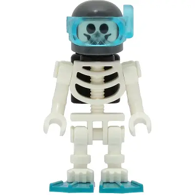  Skeleton - Diver, Black Air Tanks, Dark Turquoise Flippers, Dark Bluish Gray Helmet