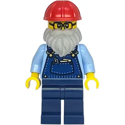  Shopping Street Plumber - Male, Bright Light Blue Shirt, Dark Blue Overalls and Legs, Red Construction Helmet