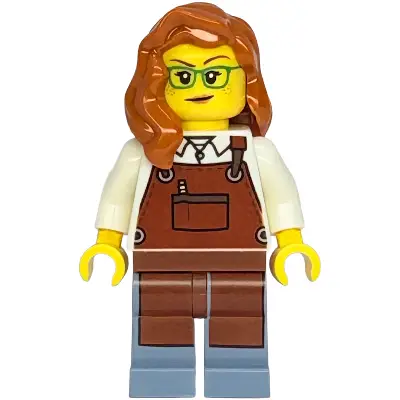 Shopping Street Carpenter - Female, White Shirt, Reddish Brown Apron, Sand Blue Legs, Dark Orange Hair