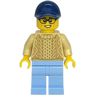  Shopping Street Furniture Mover - Male, Tan Sweater, Bright Light Blue Legs, Dark Blue Cap