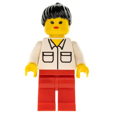  Shirt with 2 Pockets, Red Legs, Black Ponytail Hair