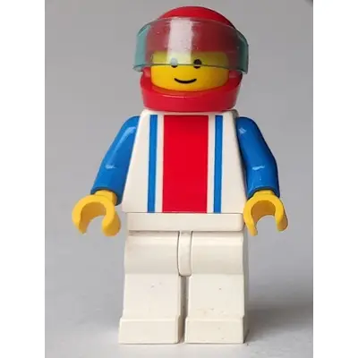  Vertical Lines Red & Blue - Blue Arms - White Legs, Red Helmet, Trans-Light Blue Visor
