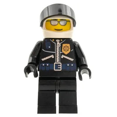  Police - World City Helicopter Pilot, Black Jacket with Zipper and Badge
