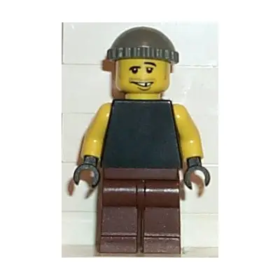  Plain Black Torso with Yellow Arms, Brown Legs, Dark Gray Knit Cap