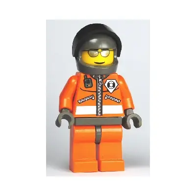  Coast Guard World City - Orange Jacket with Zipper, Silver Sunglasses, Dark Gray Helmet