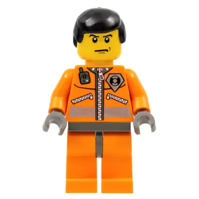  Coast Guard World City, Orange Jacket with Zipper, Black Male Hair