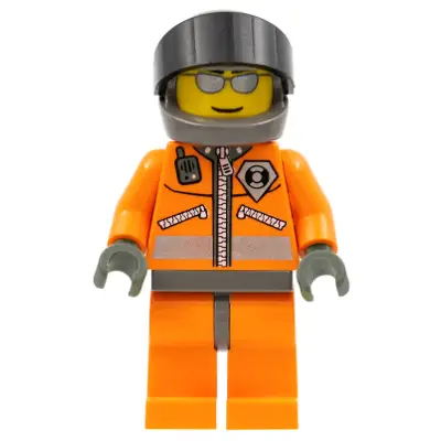  Coast Guard World City - Orange Jacket with Zipper, Silver Sunglasses, Dark Bluish Gray Helmet, Dark Gray Hands