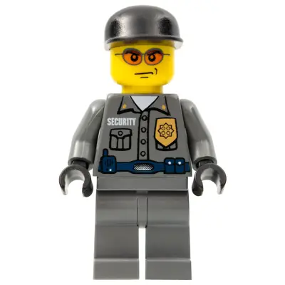  Police - Security Guard, Dark Bluish Gray Legs, Black Cap