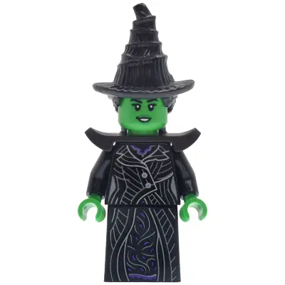 Elphaba - Minifigure, Black Coat over Dress, Hat, Shoulder Pads