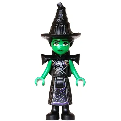  Elphaba - Mini Doll, Black Coat over Dress, Hat, Shoulder Pads