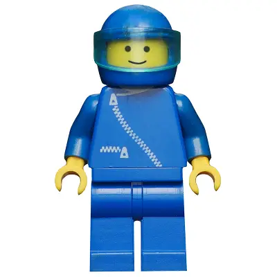  Jacket with Zipper - Blue, Blue Legs, Blue Helmet, Trans-Light Blue Visor