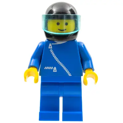  Jacket with Zipper - Blue, Blue Legs, Black Helmet, Trans-Light Blue Visor