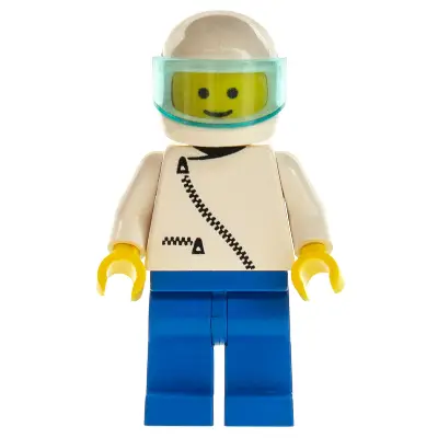  Jacket with Zipper - White, Blue Legs, White Helmet, Trans-Light Blue Visor