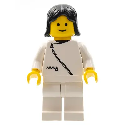  Jacket with Zipper - White, White Legs, Black Female Hair