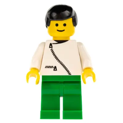  Jacket with Zipper - White, Green Legs, Black Male Hair