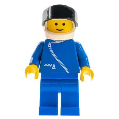  Jacket with Zipper - Blue, Blue Legs, White Helmet, Black Visor